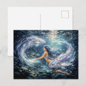 Pisces Zodiac with Woman Surrounded by Two Glowing ポストカード (正面/裏面)