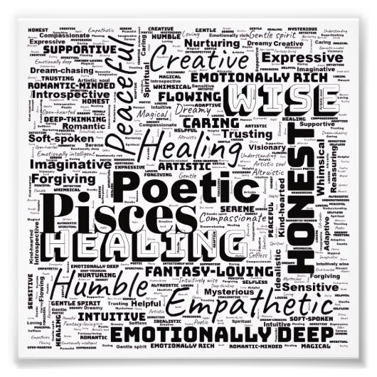 Pisces Zodiac Word Cloud Inspirational Photo  フォトプリント (正面)