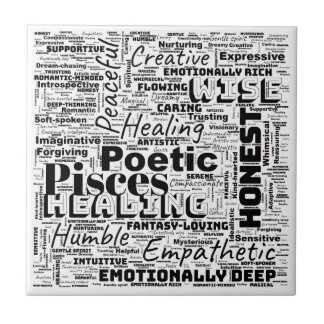 Pisces Zodiac Word Cloud Inspirational Photo Tile タイル
