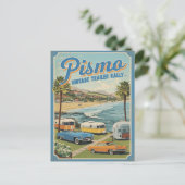Pismo Beach Vintage Coastal Scene ポストカード (スタンド正面)