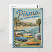 Pismo Beach Vintage Coastal Scene ポストカード (正面/裏面)