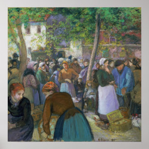 Pissarro – 鶏肉市場(Gisors) ポスター