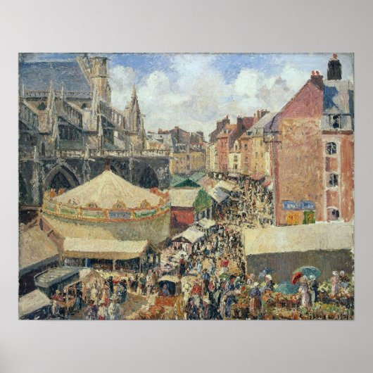 Pissarro - Fair In Dieppe Sunny Morning 1901 ポスター (正面)