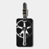 Pistaの自転車Crankset -黒の白 ラゲッジタグ (正面縦)