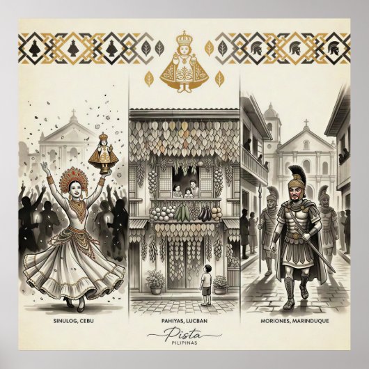 Pista — Sinulog · Pahiyas · Moriones  ポスター (正面)
