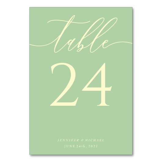 Pistachio & Cream Simple Elegant Seating テーブルナンバー (正面)