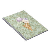 Pistachio Glitter Ice Cream Lavender Butterfly ノートブック (右側)