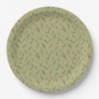 Pistachio Greenのフローラの花を投げた ペーパープレート
