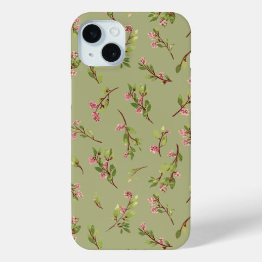 Pistachio Greenのフローラの花を投げた Case-Mate iPhoneケース (裏面)