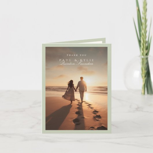 Pistachio Green Photo Wedding サンキューカード (正面)