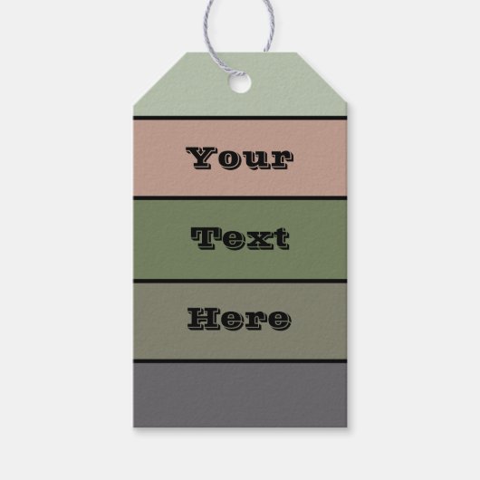 Pistachio Nut Shell Green Peach Purple Stripes  ギフトタグ (正面)