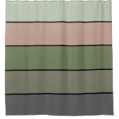 Pistachio Nut Shell Green Peach Purple Stripes  シャワーカーテン (正面)