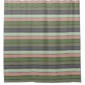 Pistachio Nut Shell Green Peach Purple Stripes  シャワーカーテン (正面)