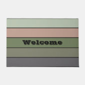 Pistachio Nut Shell Green Peach Purple Stripes  ドアマット (正面)