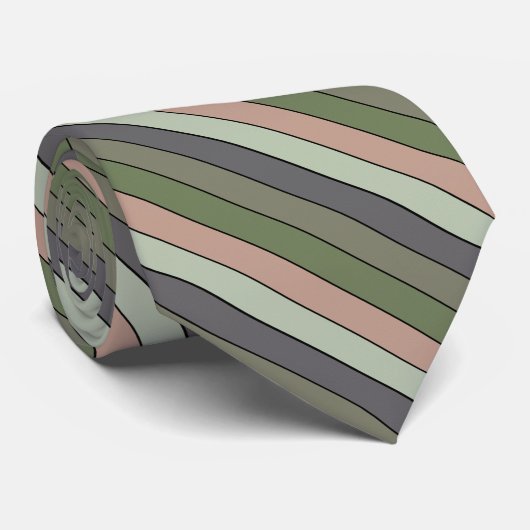 Pistachio Nut Shell Green Peach Purple Stripes  ネクタイ (ロール)
