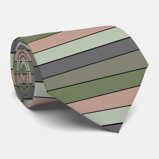 Pistachio Nut Shell Green Peach Purple Stripes  ネクタイ (ロール)