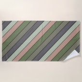 Pistachio Nut Shell Green Peach Purple Stripes  ビーチタオル (正面)