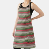Pistachio Nut Shell Green Red Brown Stripes  エプロン (インサイチュ)