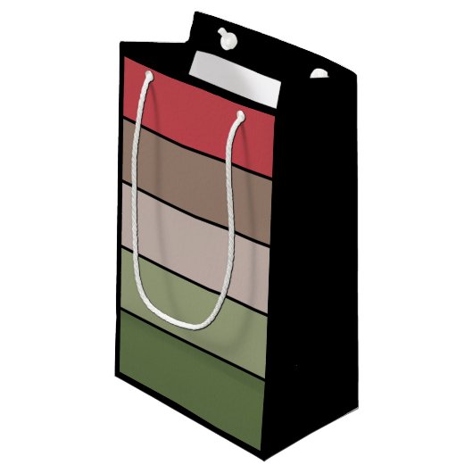 Pistachio Nut Shell Green Red Brown Stripes  スモールペーパーバッグ (正面アングル)