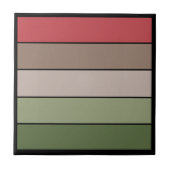 Pistachio Nut Shell Green Red Brown Stripes  タイル (正面)