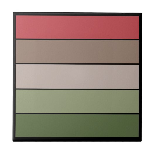 Pistachio Nut Shell Green Red Brown Stripes タイル (正面)