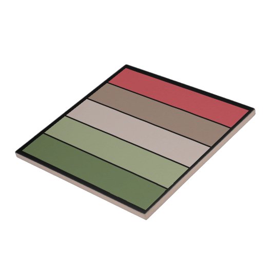 Pistachio Nut Shell Green Red Brown Stripes  タイル (側面)