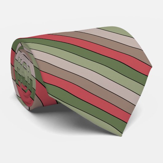 Pistachio Nut Shell Green Red Brown Stripes  ネクタイ (ロール)