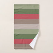 Pistachio Nut Shell Green Red Brown Stripes  バスタオルセット (ハンドタオル)