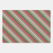 Pistachio Nut Shell Green Red Brown Stripes  ラッピングペーパーシート (正面)
