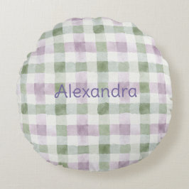 Pistachio Plaid Stripes Lavender Faux Glitter   ラウンドクッション