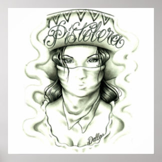 pistolera tattoo motif ポスター
