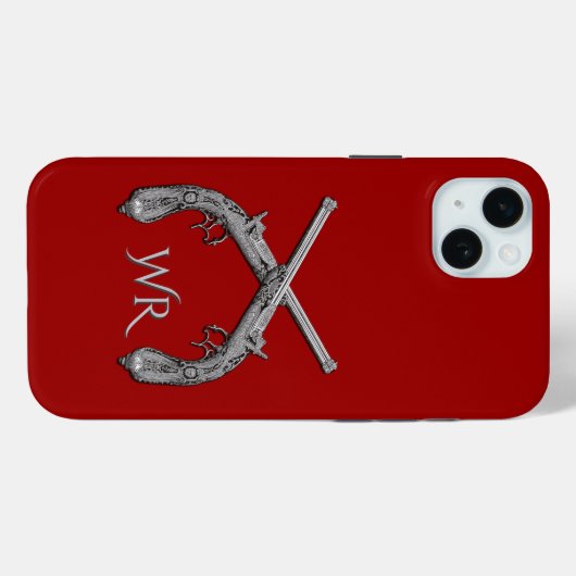  Pistols Crossed Monogram Red   Case-Mate iPhoneケース (裏面 (横))