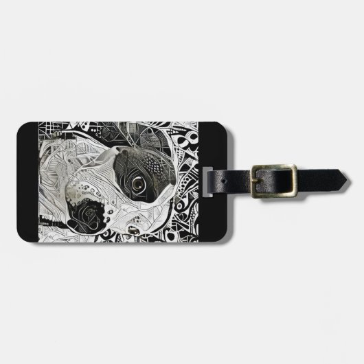 Pit Bull Black and White design  ラゲッジタグ (正面横)