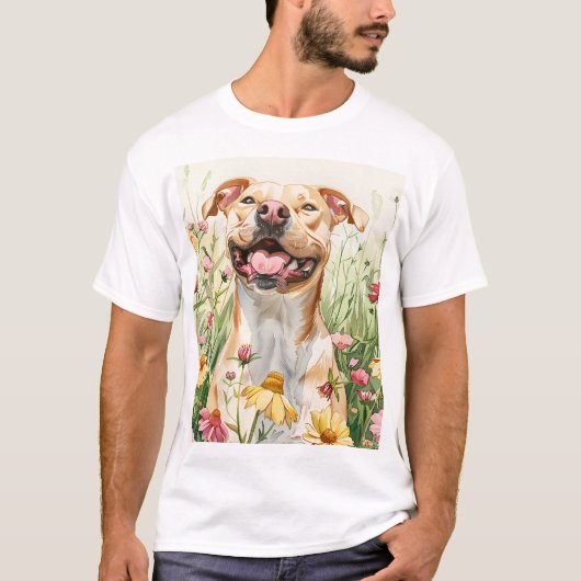 Pit Bull Dad Shirt – Watercolor Tシャツ (正面)