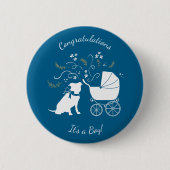 Pit Bull Dog Baby Shower Blue Boy Pitbull 缶バッジ (正面)