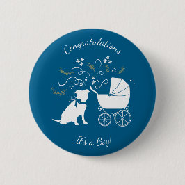 Pit Bull Dog Baby Shower Blue Boy Pitbull 缶バッジ