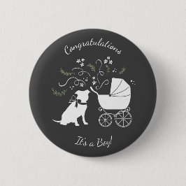 Pit Bull Dog Baby Shower Gender Neutral 缶バッジ