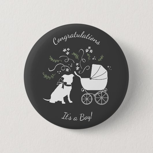 Pit Bull Dog Baby Shower Gender Neutral 缶バッジ (正面)