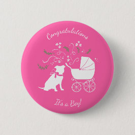 Pit Bull Dog Baby Shower Pink Girl Pitbull 缶バッジ