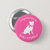 Pit Bull Dog Baby Shower Pink Girl Pitbull 缶バッジ (正面&裏面)