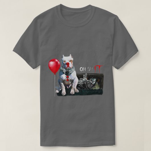 Pit Bull Dog Clown Oh It Rain Balloon Funny Hallow Tシャツ (デザイン正面)