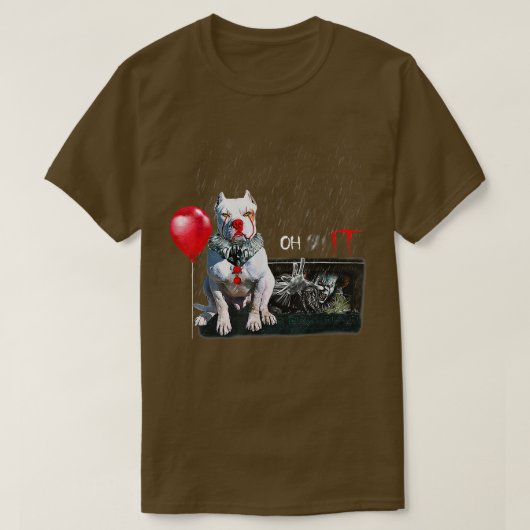 Pit Bull Dog Clown Oh It Rain Balloon Funny Hallow Tシャツ (デザイン正面)