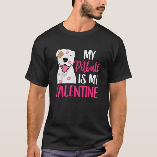 Pit Bull Is My Valentine Dog Love R Dad Mom Boy Gi Tシャツ (正面)