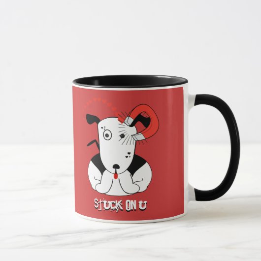 Pit Bull Lover Petey Lover Bull Terrier Stuck U マグカップ (右)