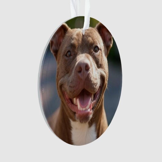 Pit Bull Photoを追加カスタマイズ オーナメント (正面)