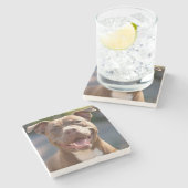 Pit Bull Photoを追加カスタマイズ ストーンコースター (横)