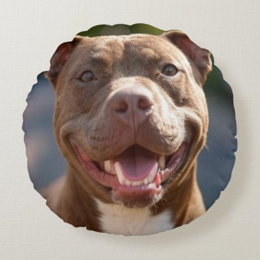 Pit Bull Photoを追加カスタマイズ ラウンドクッション (正面)