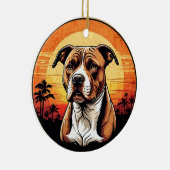 Pit Bull Retro Sunset Dog Lover セラミックオーナメント (右)