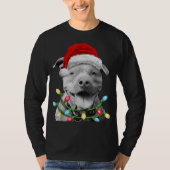 Pit Bull Santa Christmas Tree Lights Xmas Boys Dog Tシャツ (正面)