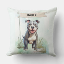 Pit Bull Terrier Watercolor Personalized Dog